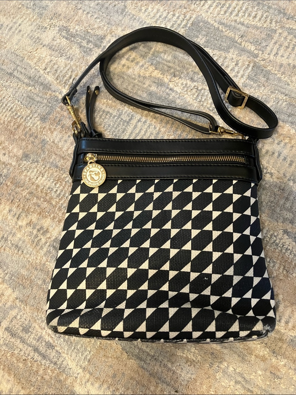 Spartina 449 Black & White Geometric Crossbody Bag